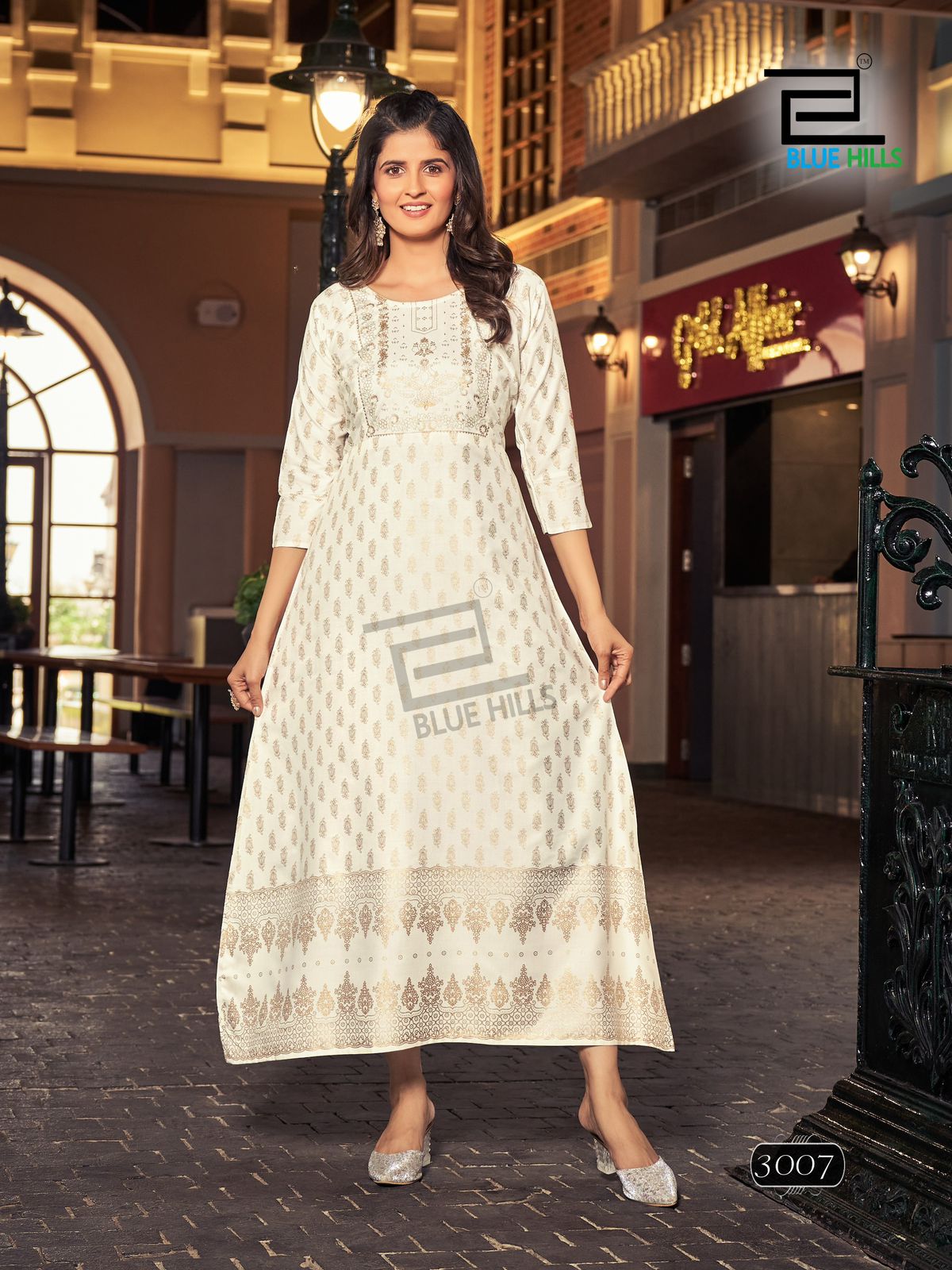 Reels Vol 3 By Blue Hills Foil Printed Rayon Long Plus Size Kurtis Wholesale Shop In Surat